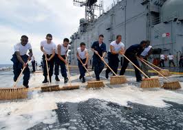sailors sweeping